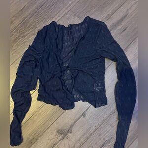 Elegant Navy Sheer Women's Top